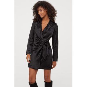 NWOT H&M Satin Jacket Dress Black